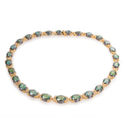 Todd Reed necklace with tourmaline(~42.02ct), white brilliant cut diamonds(~5.73ct), sterling silver with patina, and 18k yellow gold